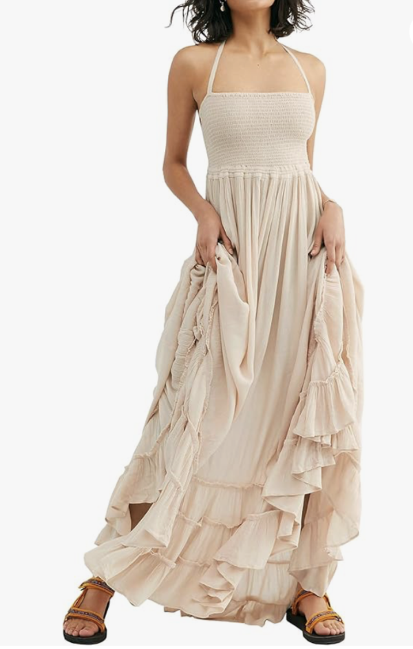 Womens Summer Boho Sexy Backless Long Dresses